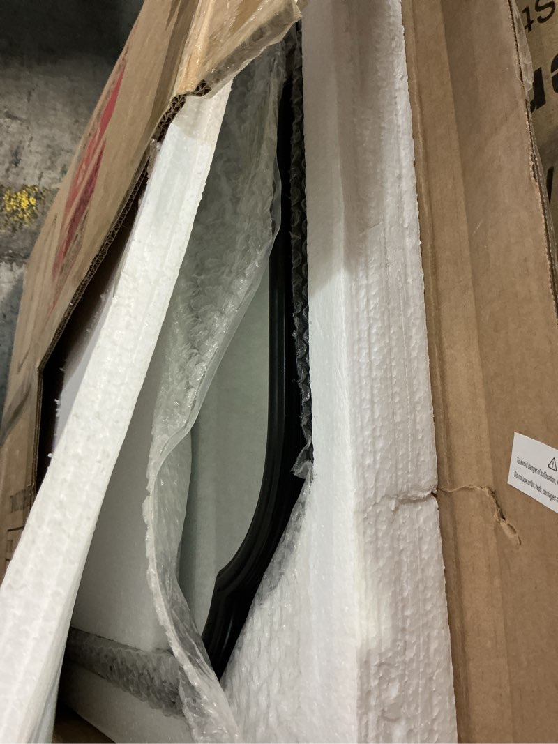 Condition photo showing Good Condition for Black Bathroom Scalloped Mirror, 20” x 30”Rounded Corner Rectangle Wall Mirrors with Metal Frame, Modern Vanity Mirror for Mantel, Living Room, Bedroom, Horizontal or Vertical Black 30"L x 20"W