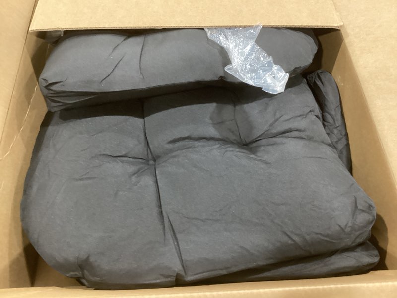 Condition photo showing As Is for thyle outdoor chair cushions set of 6 waterproof sun protection square tufted overstuffed patio furniture seat cushion for patio furniture dining indoor 19" x 19"(black)