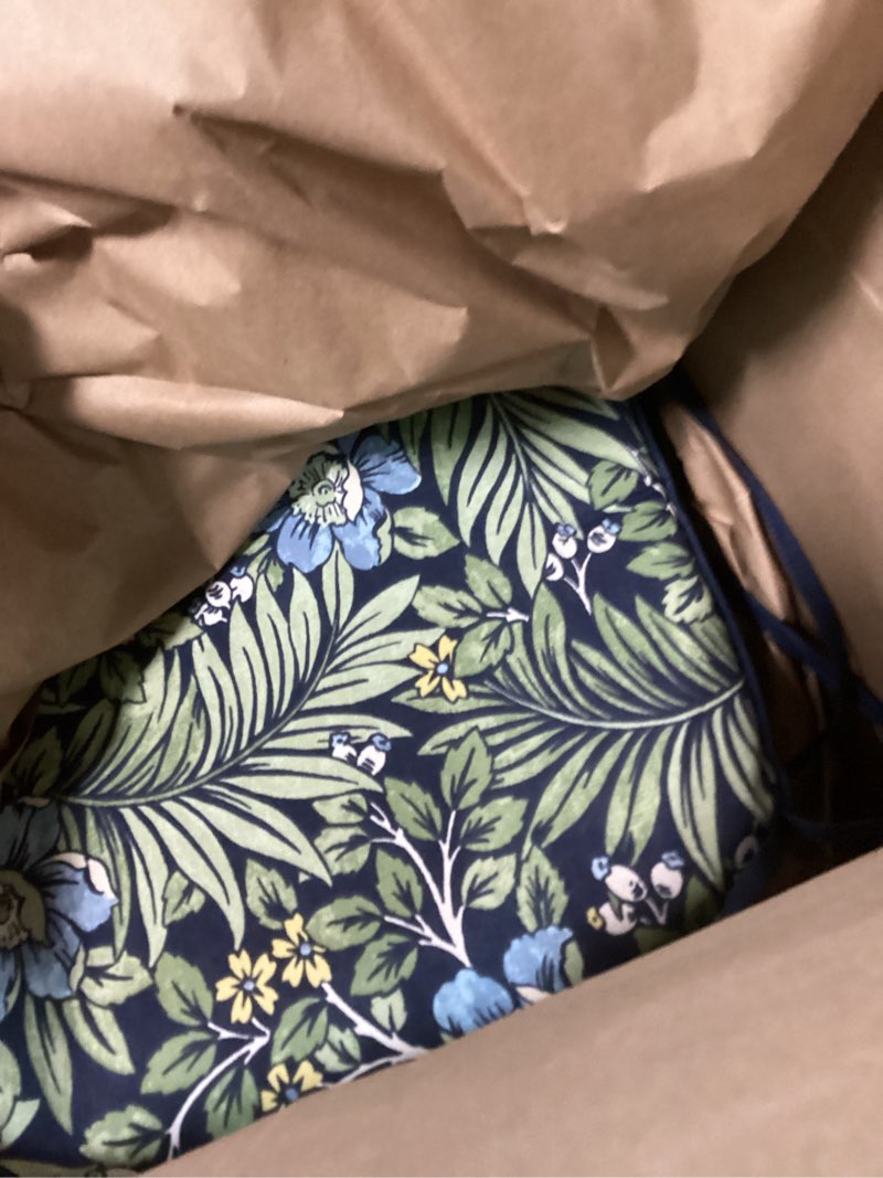 Condition photo showing Good Condition for arden indoor/outdoor foam seat pad, 2 pack, 17 x 16, patio cushion, water repellent, fade resistant, foam cushion sapphire morrison floral 16 x 17 sapphire morrison floral 2