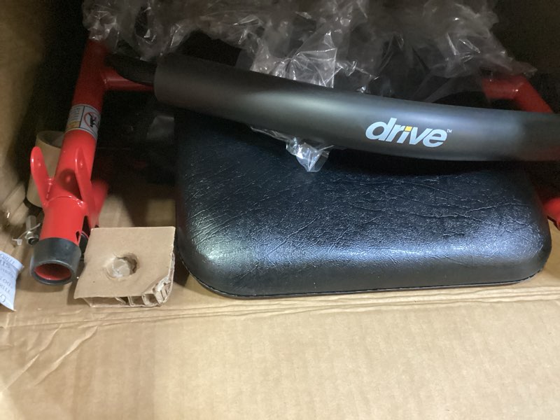 Condition photo showing Good Condition for Drive Medical Rollator Walker with Seat - Stable Mobility Support - Height Adjustable - Durable Steel Frame Construction - Smooth 7.5" Wheels - Foldable Frame - 350 Lb Limit - Red