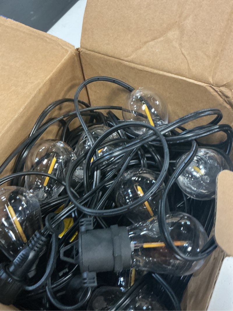 Condition photo showing Good Condition for addlon 50ft led outdoor string lights with edison shatterproof bulbs, weatherproof strand, commercial grade patio lights, decorative for garden or patio, black