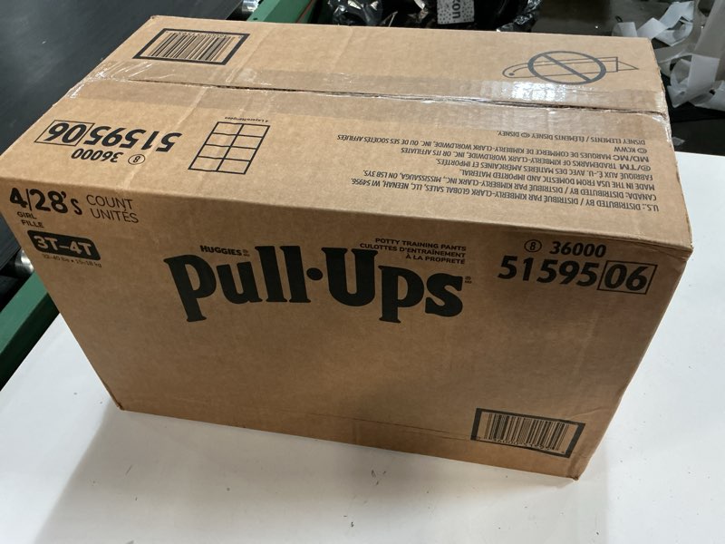 Condition photo showing New/Like New for pull-ups girls' potty training pants, size 3t-4t training underwear (32-40 lbs), 112 count (4 packs of 28) 3t-4t 112
