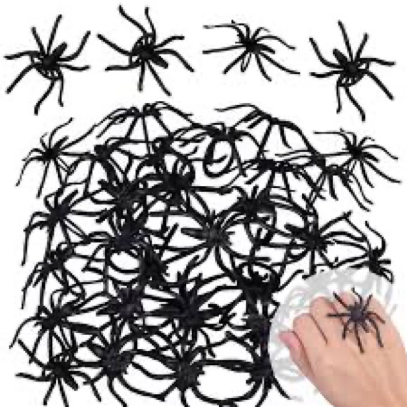 Garma 150 Pieces 1.96\\\" Black Realistic Plastic Spider Rings Bulk, Halloween Rings for Kids, Perfect for Costume Accessories, Halloween Spider Party Favors Supplies, Trick or Treat Toys for Kids Fun