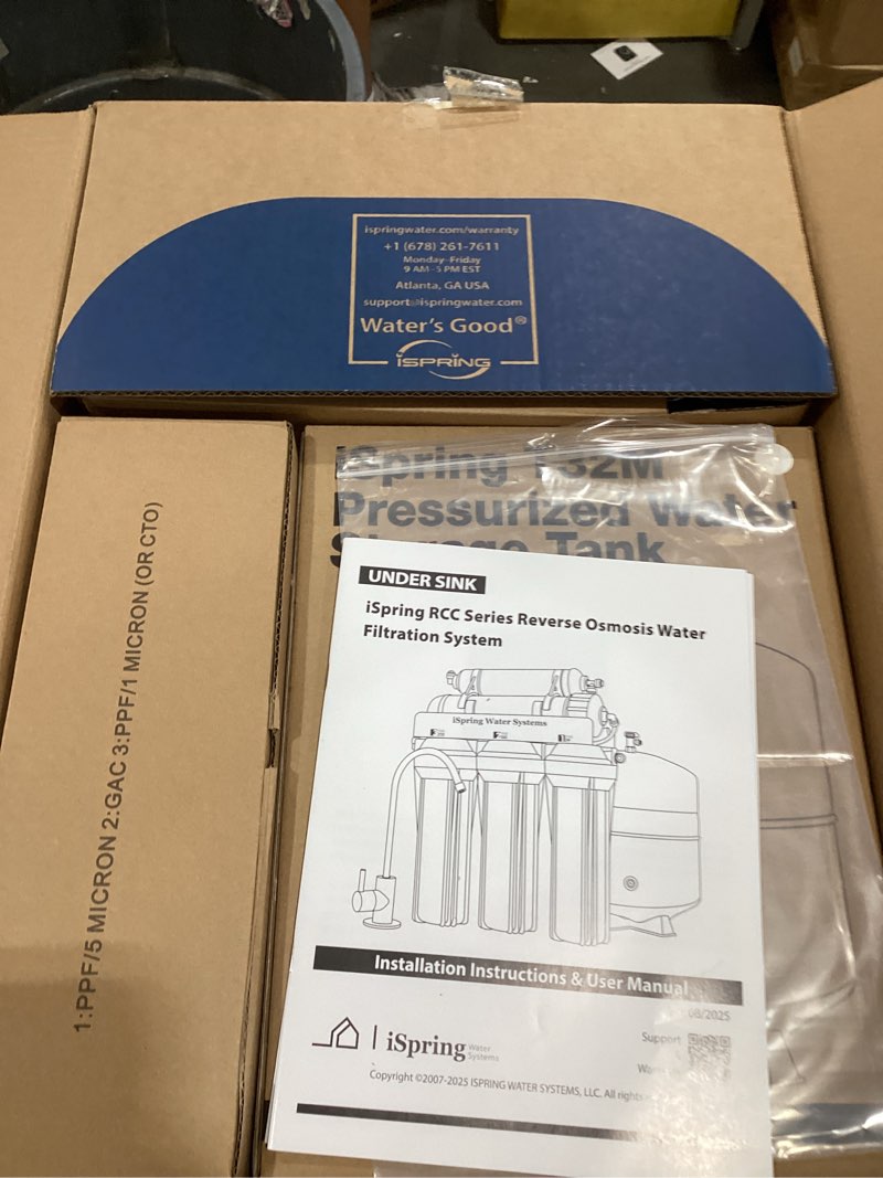 Condition photo showing New/Like New for iSpring RCC7AK, NSF Certified, 75 GPD, Alkaline 6-Stage Reverse Osmosis System, pH+ Remineralization RO Water Filter System Under Sink, Patented Top-Mounted Faucet Design for Easy Installation 6-Stage, Alkaline Brushed Nickel