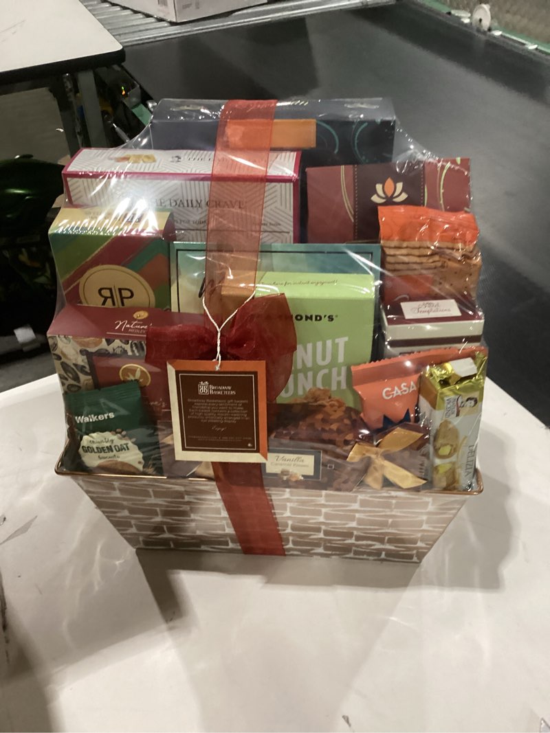 Condition photo showing New/Like New for Broadway Basketeers Gourmet Gift Basket Snack Gifts for Women, Men, Families, College – Delivery for Holiday, Appreciation, Thank You, Congratulations, Corporate, Get Well Soon Care Package