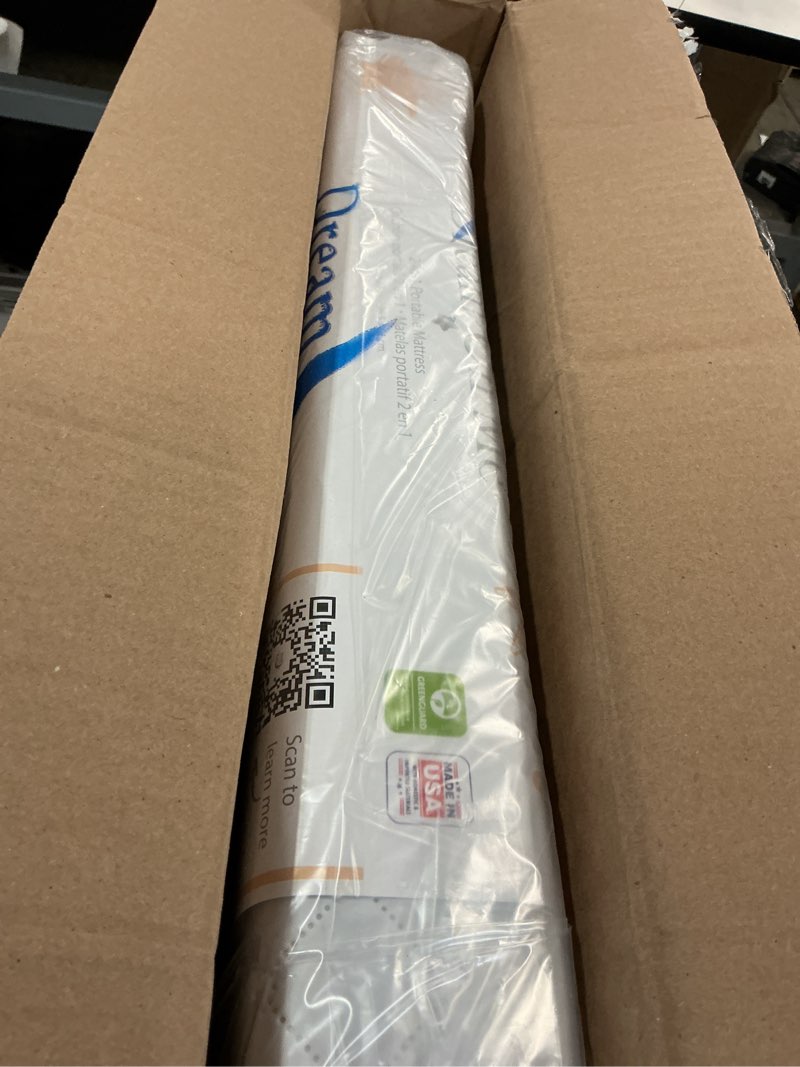 Condition photo showing Good Condition for Dream On Me Holly 3” Mini/Portable Crib Mattress, Greenguard Gold & JPMA Certified, Fits Portable & Mini Cribs, Lightweight Fiber Core, Waterproof Vinyl Cover (38"x24"x3")