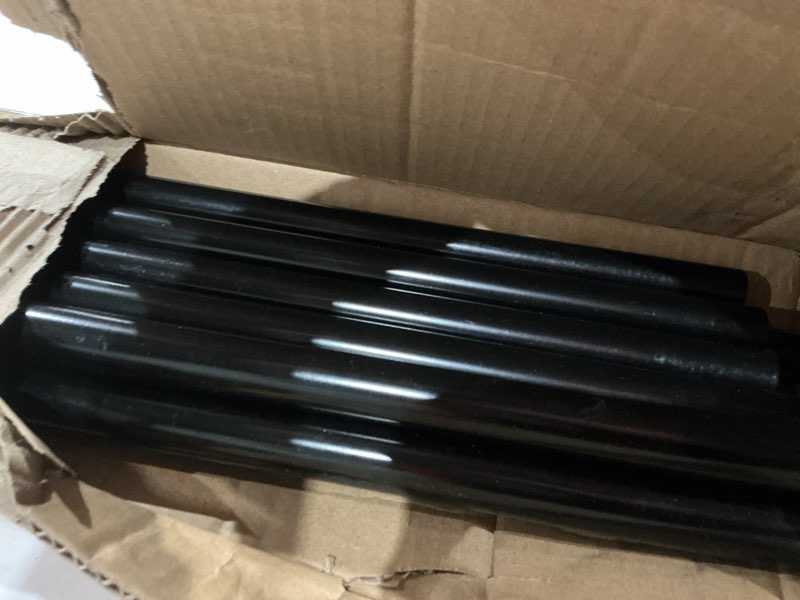 Condition photo showing As Is for (used)10 pack 3/4 inch round x 36 inch length staircase deck balusters standard plain black coated for stair deck porch 36 inch 10pack