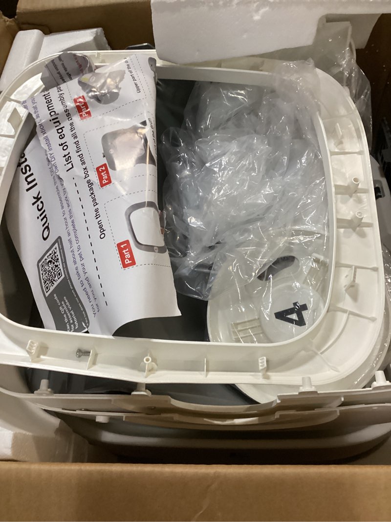 Condition photo showing As Is for automatic cat litter box self cleaning - app control and weight monitoring - ultra-quiet, suitable for medium cats and kittens, safe anti-pinch litter box (assembly required) - white
