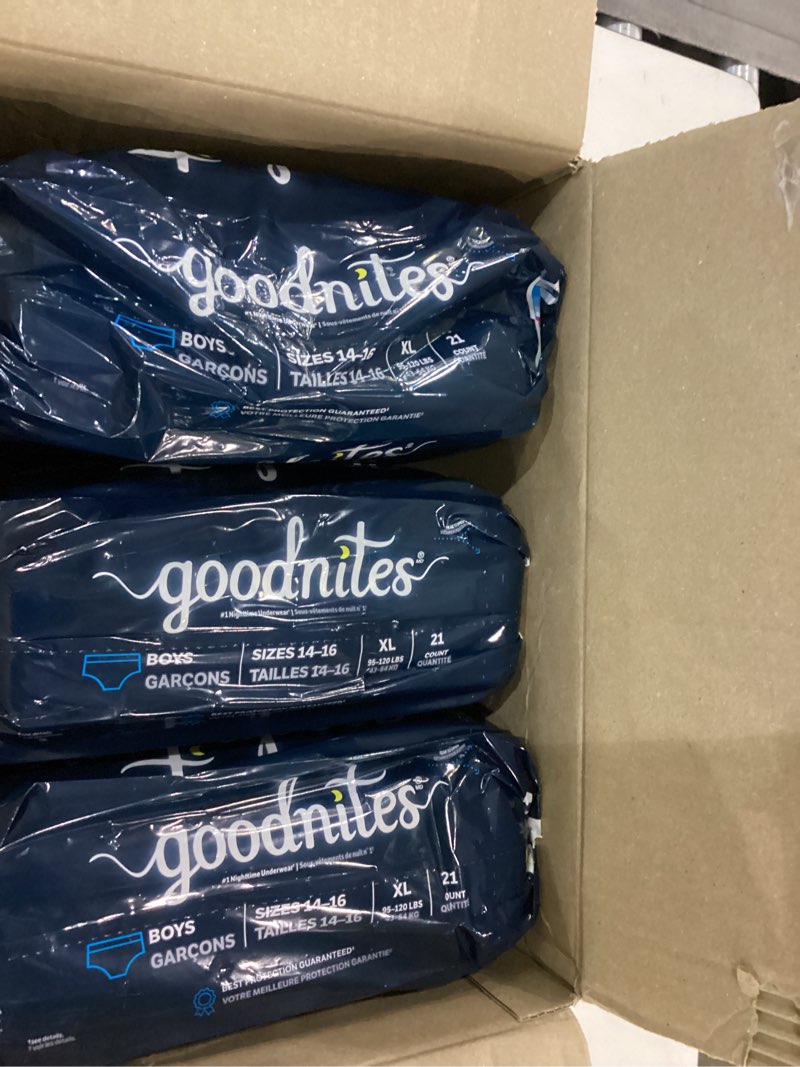 Condition photo showing New/Like New for Goodnites Boys' Nighttime Bedwetting Underwear - XL - 63ct