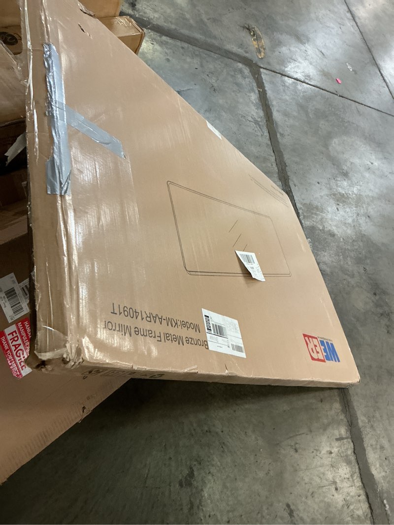 Condition photo showing Good Condition for WEER Bronze Framed Modern Wall-Mounted Bathroom Mirror, 55"L x 36"W, Brushed Bronze Aluminum Frame, Shatterproof Tempered Glass, Rounded Rectangle, Horizontal/Vertical Mounting Bronze 55"L x 36"W