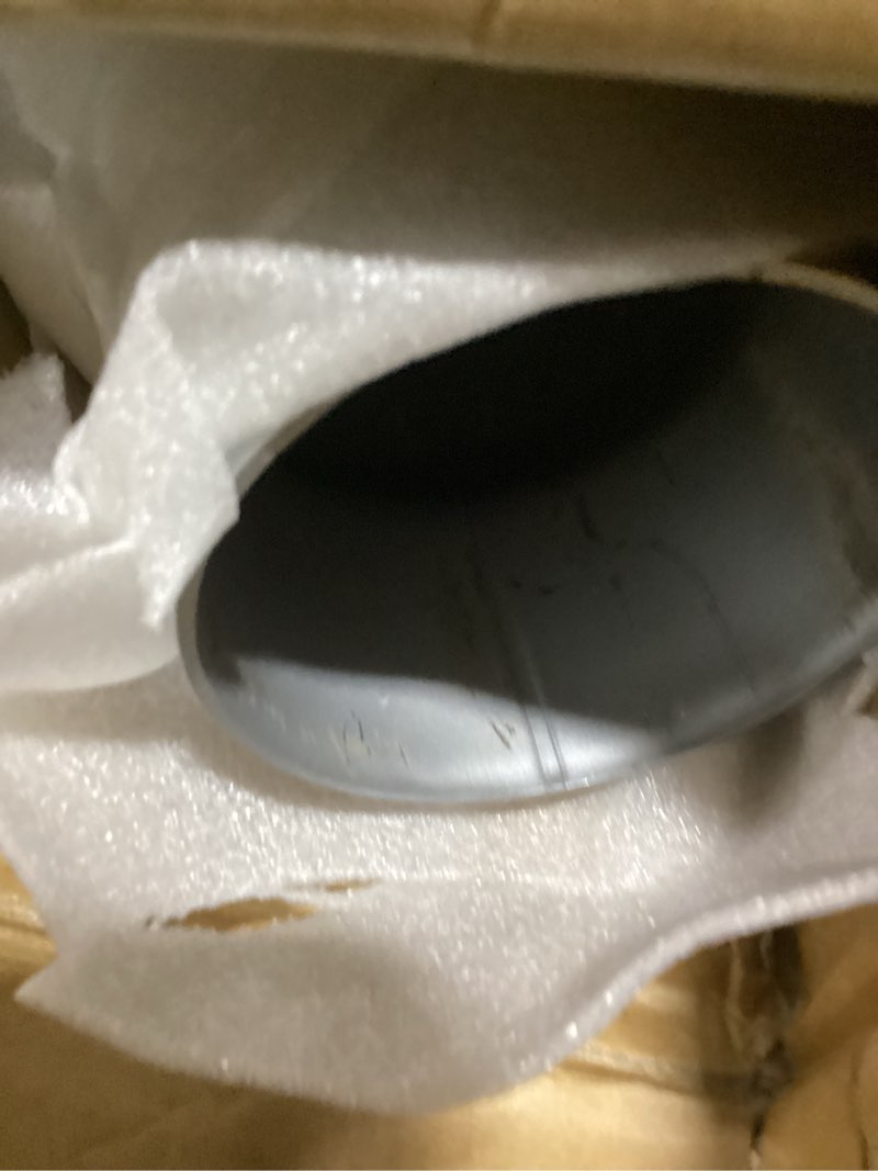 Condition photo showing Good Condition for exhaust tip, 4 inch diesel exhaust tip elbow tip with clamps, 4 to 6 inch exhaust chrome exhaust tips elbow– polished diesel exhaust tip for pickup truck, car, truck silver 4'' inlet 6'' outlet
