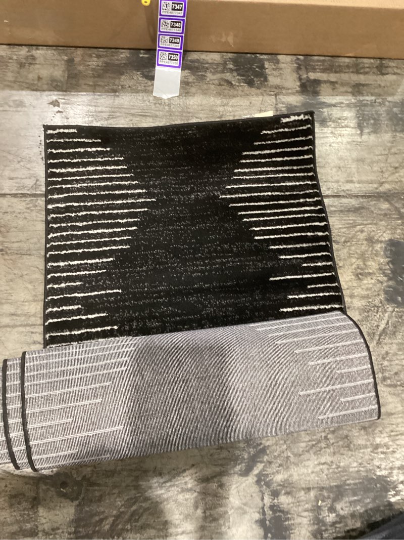 Condition photo showing Good Condition for rugshop bohemian stripe stain resistant high traffic living room kitchen bedroom dining home office runner rug 2'7" x 12' black black 2'7" x 12' (rectangular)