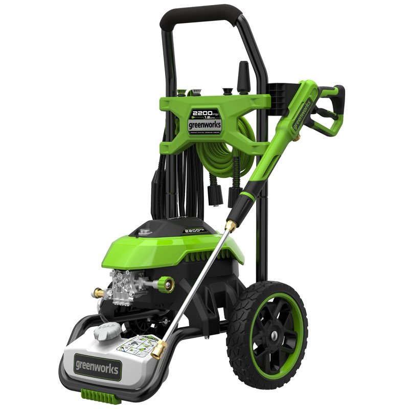 greenworks 2200-psi 1.2-gpm cold water electric pressure washer with 4 spray tips