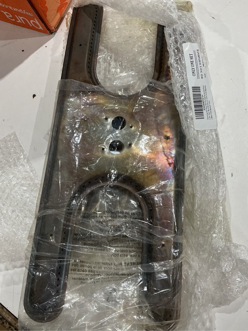 Condition photo showing As Is for universal h-type dual control grill burner replacement part for char-broil kenmore thermos arkla sunbeam charmglow fiesta and other h burner gas grill