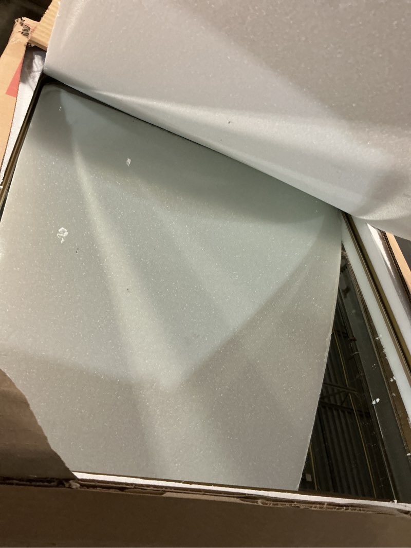 Condition photo showing Good Condition for ANDY STAR Square Wall Mirror for Bathroom, 24”x24” Brushed Gold Bathroom Mirror, Rounded Corner Metal Mirror in Premium Stainless Steel Frame Hangs Horizontal Or Vertical?No Rose Gold? Gold 24"L x 24"W