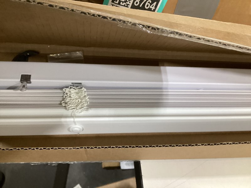 Condition photo showing Good Condition for LazBlinds No Tools No Drill 1" Vinyl Mini Blinds, Cordless Blinds for Windows, Light Filtering Horizontal Window Blinds & Shades, 39" W x 48" H, White Cordless-white 39" W x 48" H