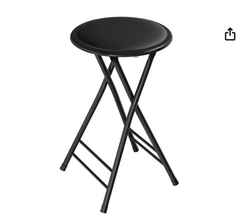 lavish home backless folding stool with 225lb capacity for kitchen or rec room - portable indoor cou