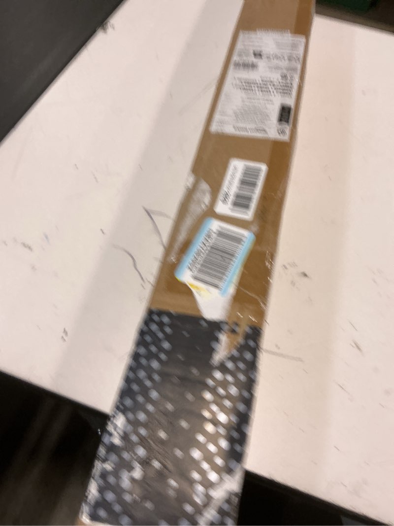 Condition photo showing New/Like New for amazon basics room darkening blackout curtain rod for bedroom and living room, curved, wraps around, blocks light, for heavy curtains, 48" to 88", black black 48" to 88" single rod