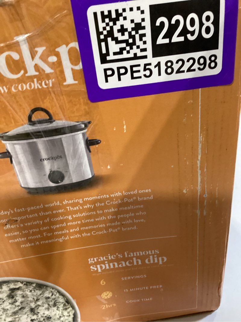 Condition photo showing Good Condition for crock-pot 3-quart manual slow cooker, serves 3+ people, great for small meals, dips, & sides; removable stoneware is oven & dishwasher safe, stainless steel 3qt