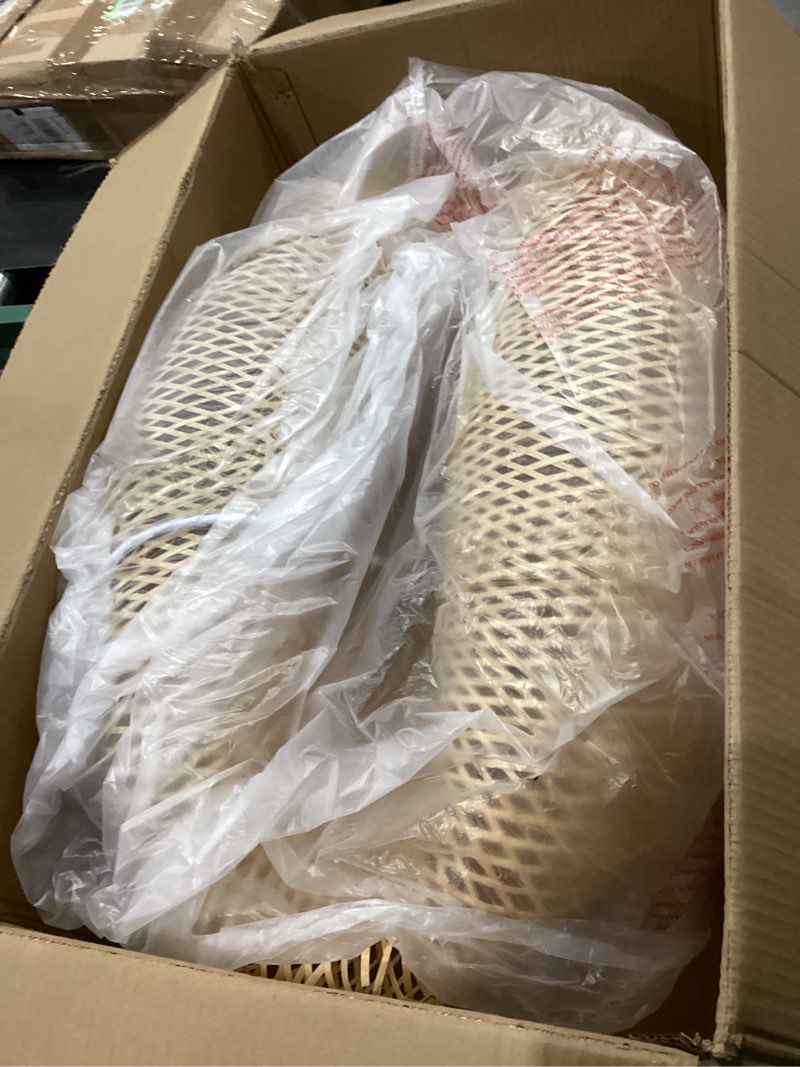 Condition photo showing Good Condition for Rattan Pendant Light 32 Inch, Adjustable Hanging Height, Hand Woven Large Bamboo Chandelier Light Fixture, Boho Wicker Pendant Lamp Shade for Dining Room Kitchen Island Living Room