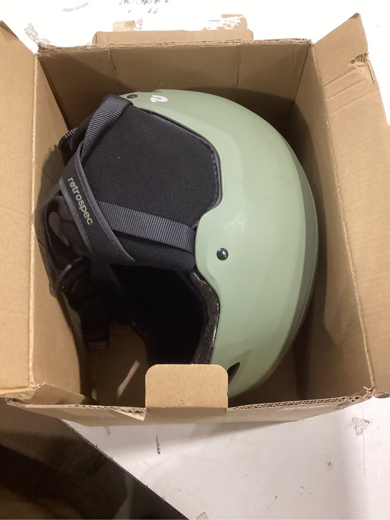 Condition photo showing As Is for Retrospec Zephyr Ski Helmet - Snowboard Helmet for Adults & Youth with Adjustable Fit, 9 Breathable Vents, Removable Washable Earmuffs - Snow Sports Helmet for Men & Women Matte Bonsai Green Medium