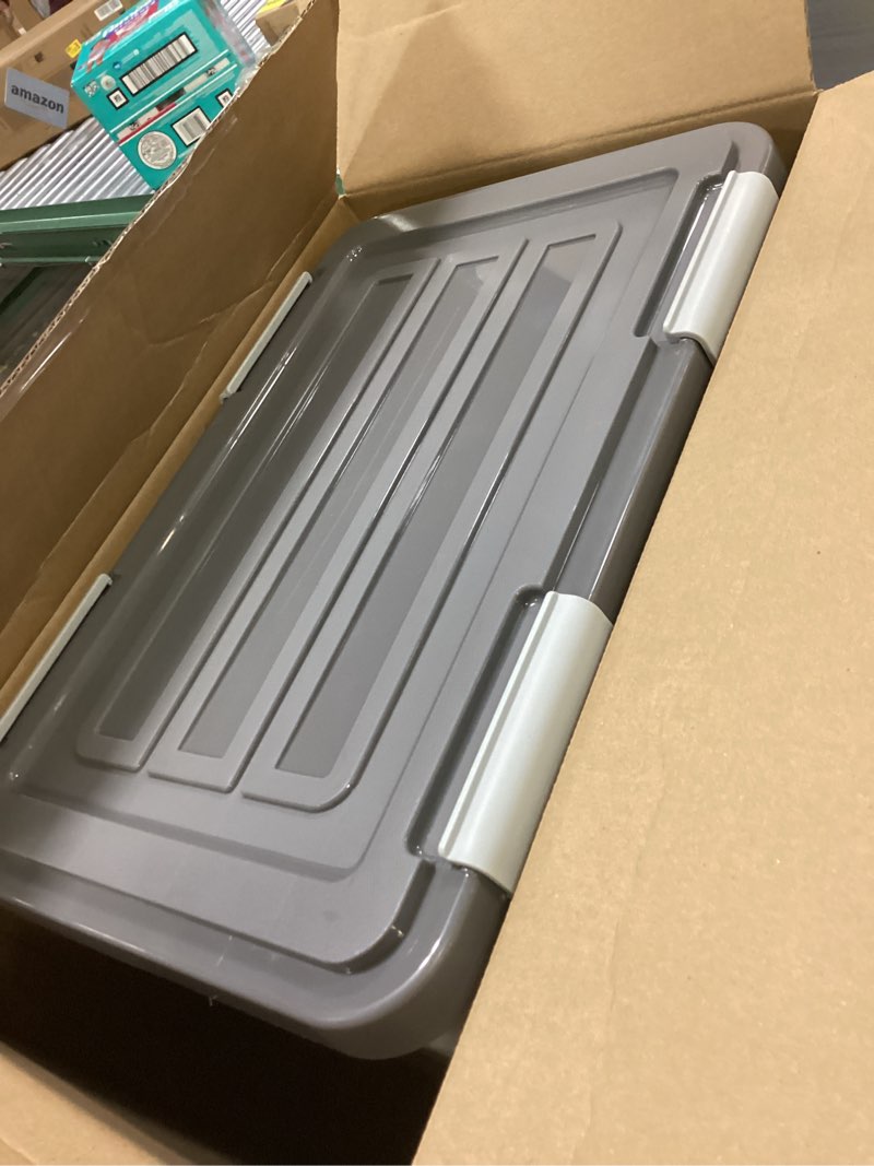 Condition photo showing Good Condition for IRIS USA Stackable Dog Food Storage Container with 2 Cup Scoop, 4 Secure Latches, Fits up to 30 lbs, Pet Dry Food Bin, Gasket Seal Lid, BPA Free, Stackable, Easy Measure, Gray/Dark Gray