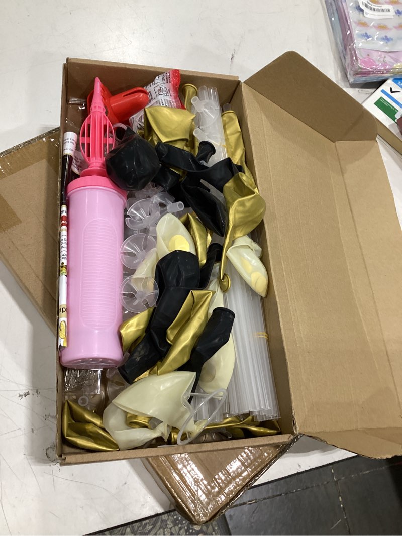 Condition photo showing Good Condition for toniful 4 set black gold balloon centerpieces for table,balloon stand kit for black gold party decor 40th 50th 60th 70th birthday decorations anniversary graduation decorations 2026 retirement