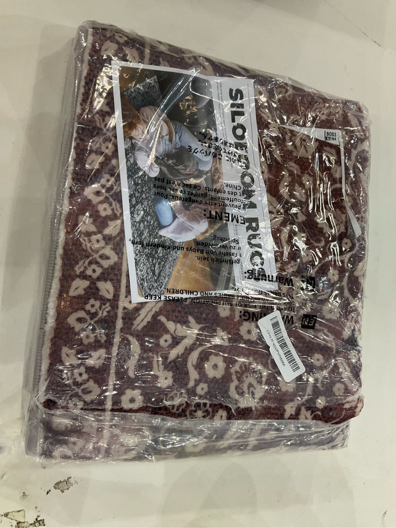 SILOLOOM Vintage Washable Runner Rug 2x6, Deep Burgundy Runners for hallways, Super Soft Kitchen Run