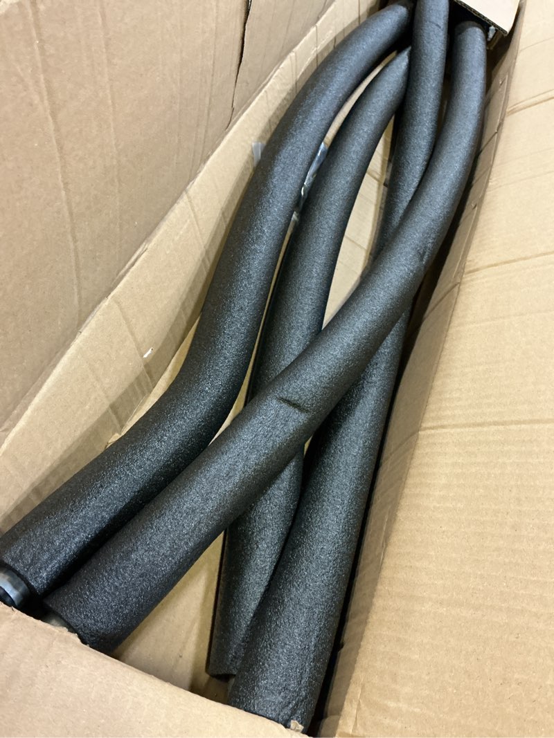 Condition photo showing As Is for 2pcs trampoline curved poles, universal trampoline replacement enclosure poles to fit 8-16ft curved pole frame, includes foam sleeve and hardware with 2 installation options