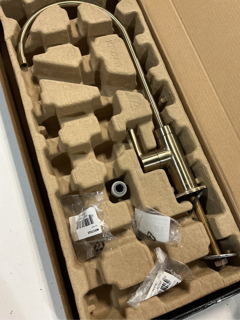 Condition photo showing As Is for kraus oletto single handle drinking water filter faucet for or water filtration system in spot-free antique champagne bronze, ff-103sfacb filter faucet spot free antique champagne bronze