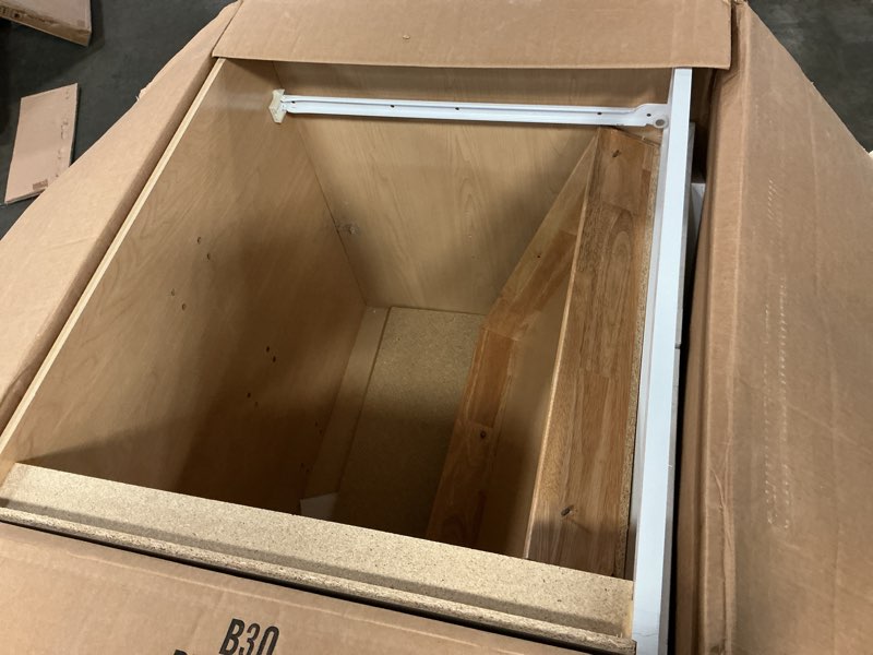 Condition photo showing Good Condition for courtland 30 in. w x 24 in. d x 34.5 in. h assembled shaker base kitchen cabinet in polar white