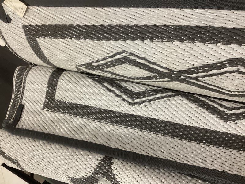 Condition photo showing Good Condition for garvee outdoor rug 10'x20' for patios clearance, reversible outdoor plastic straw waterproof camping carpet, large area rugs patio mats for outside rv, camper, deck, porch, beach, picnic (grey/white) grey/white 10' x 20' (rectangular)