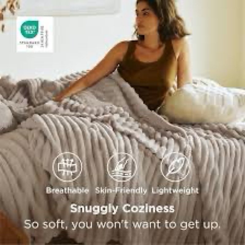 bedsure gentlesoft blankets queen size for bed - cozy soft blankets for women, cute large fleece thr