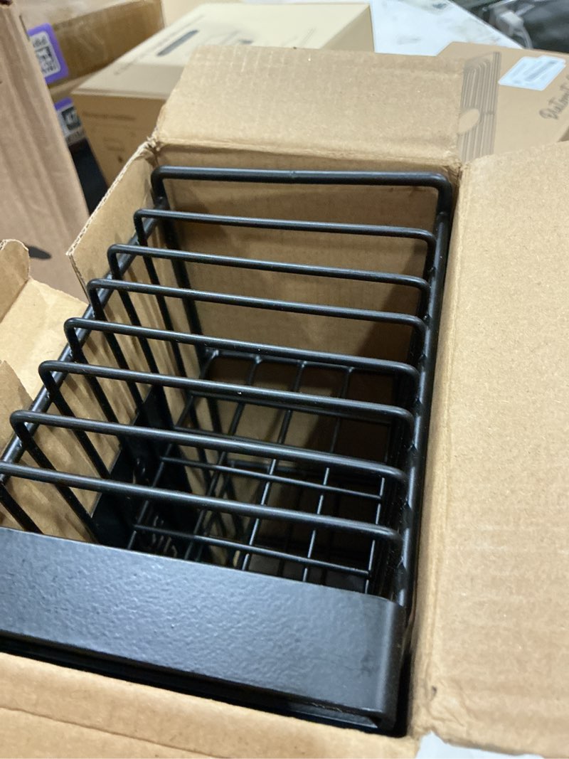 Condition photo showing New/Like New for thygiftree utensil holder for kitchen counter large black metal cooking utensil organizer 3 compartments for countertop kitchen tool spatula holder wood base brown wood-3 slots 3 slots