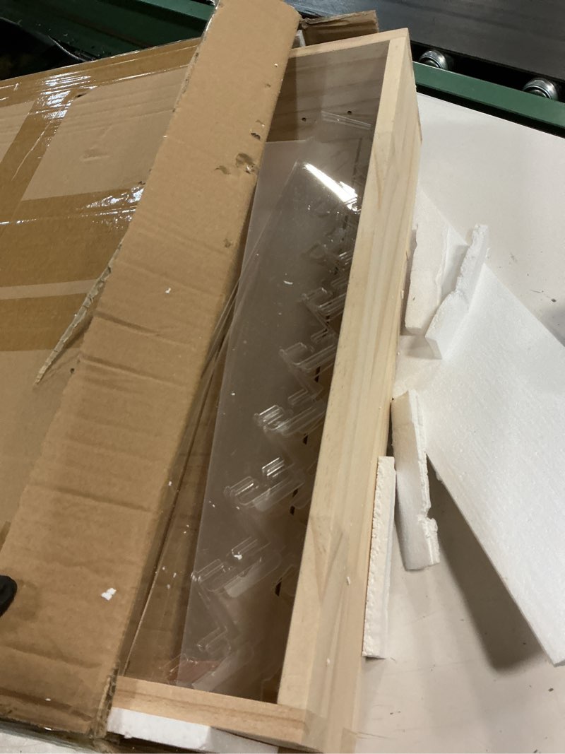 Condition photo showing Good Condition for 1/64 model car display case large wooden box with lighted small car shelf rack for hot diecast wheels toy cars cabinet with 81 oblique clear parking spaces (81 parking)