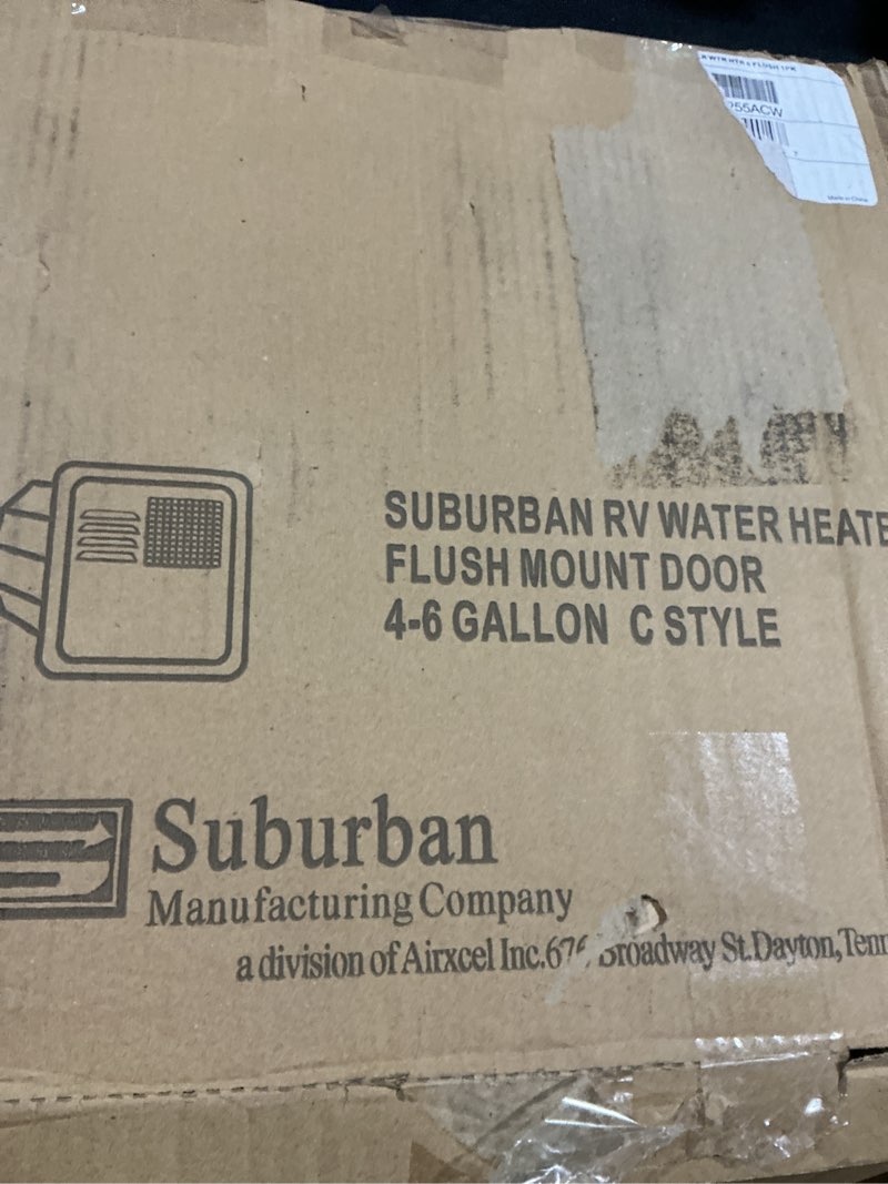 Condition photo showing As Is for suburban 6255acw colonial white sw6 flush mount water heater door