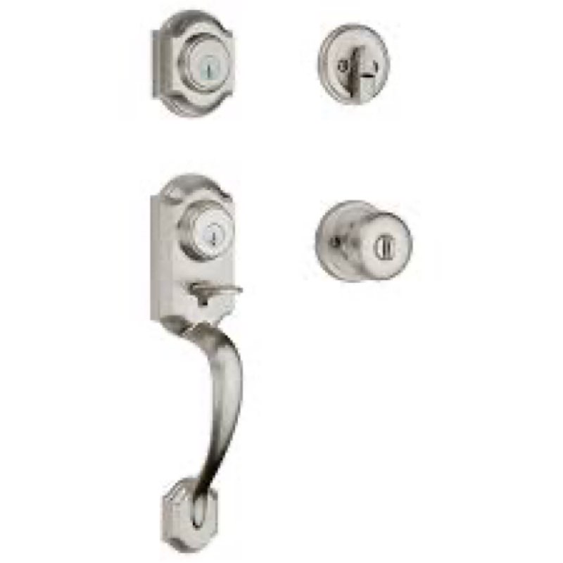 Kwikset Montara Front Door Lock Handle and Deadbolt Set, Entry Handleset Exterior with Interior Door