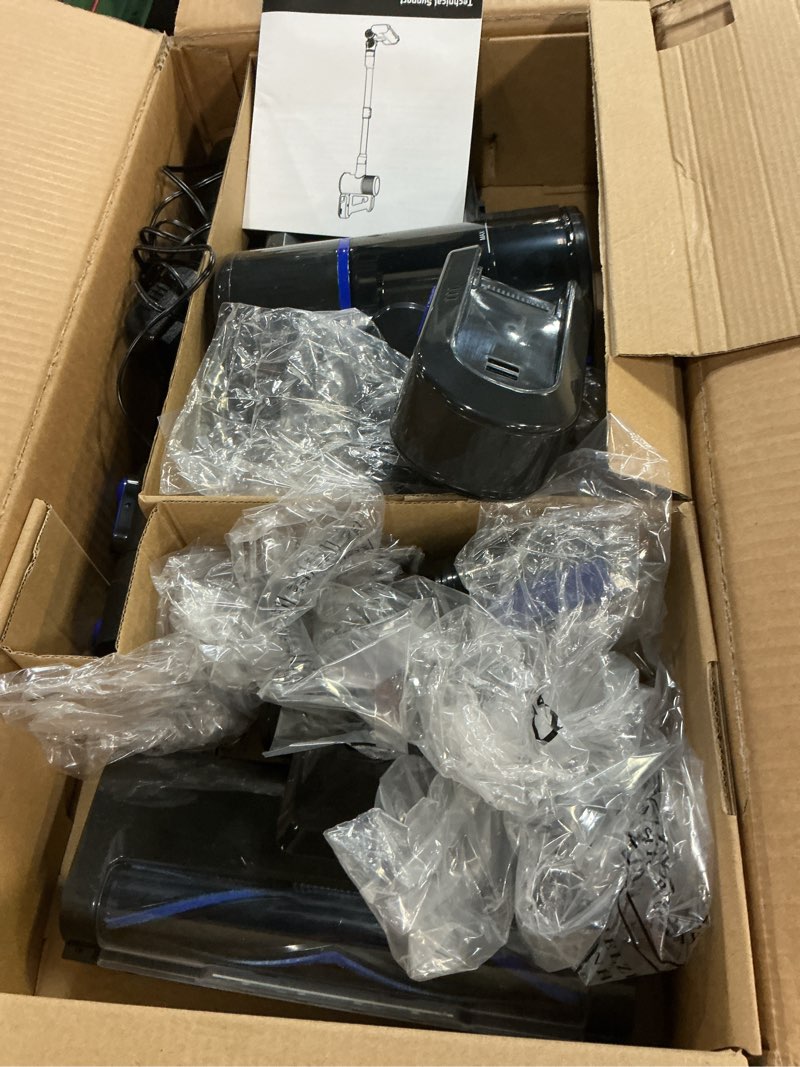 Condition photo showing Good Condition for newbulig cordless vacuum cleaner, lightweight stick vacuum for home with anti-tangle and led lights, powerful rechargeable wireless cleaners for hardwood floors carpet pet hair modern black  blue11\"*10\"