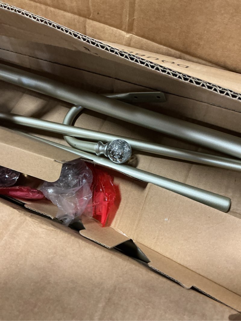 Condition photo showing Good Condition for 1 Inch Modern Silver Double Curtain Rod Set - Tension rods for windows 28 to 48 inchs- Luxury Transl