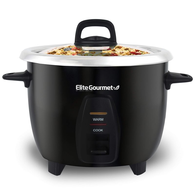 Elite Gourmet ERC2010B# Electric 10 10 Cups Cooked, Stainless Steel, Black