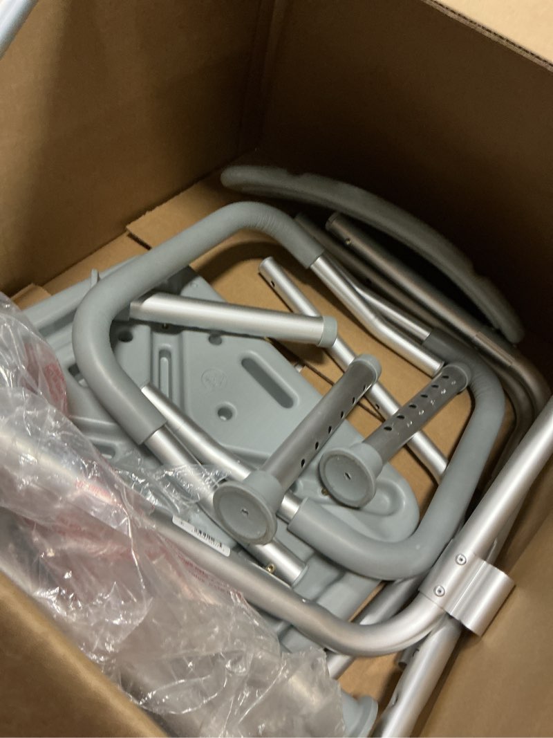 Condition photo showing As Is for Medline Shower Chair with Backrest and Padded Armrests  350 lb. Capacity  Gray