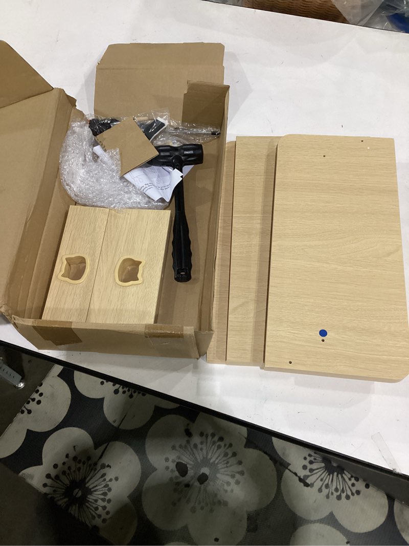 Condition photo showing As Is for incomplete**** raised pet feeder stand for cats & dogs neck health, holder for pet automatic feeders, pet water dispenser stand, adjustable height elevated shelf for petlibro and most pet feeders