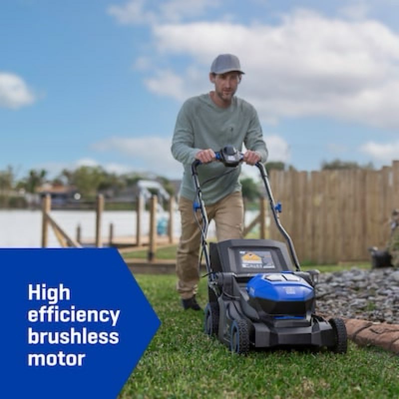 kobalt 48v max (24vx2) 17-in push mower kit, (2) 4.0ah batteries and charger included