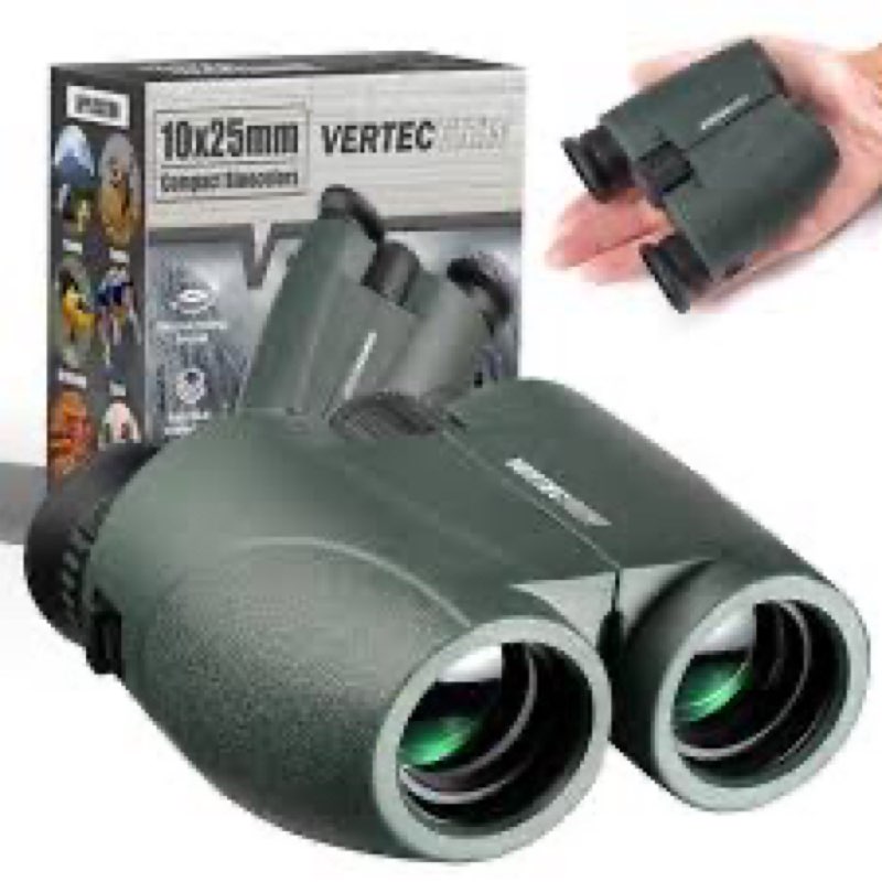 VERTECVIEW 10x25 Binoculars, Compact Binoculars for Adults; high Powered, Smooth Focus, Water Resist