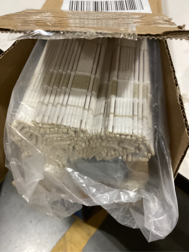 Condition photo showing New/Like New for LazBlinds No Tools No Drill Cordless Bamboo Roman Shades, Light Filtering Window Treatment, Roll Up Bamboo Blinds for Window 26'' W x 64'' H, Brown Brown206 26'' W x 64'' H