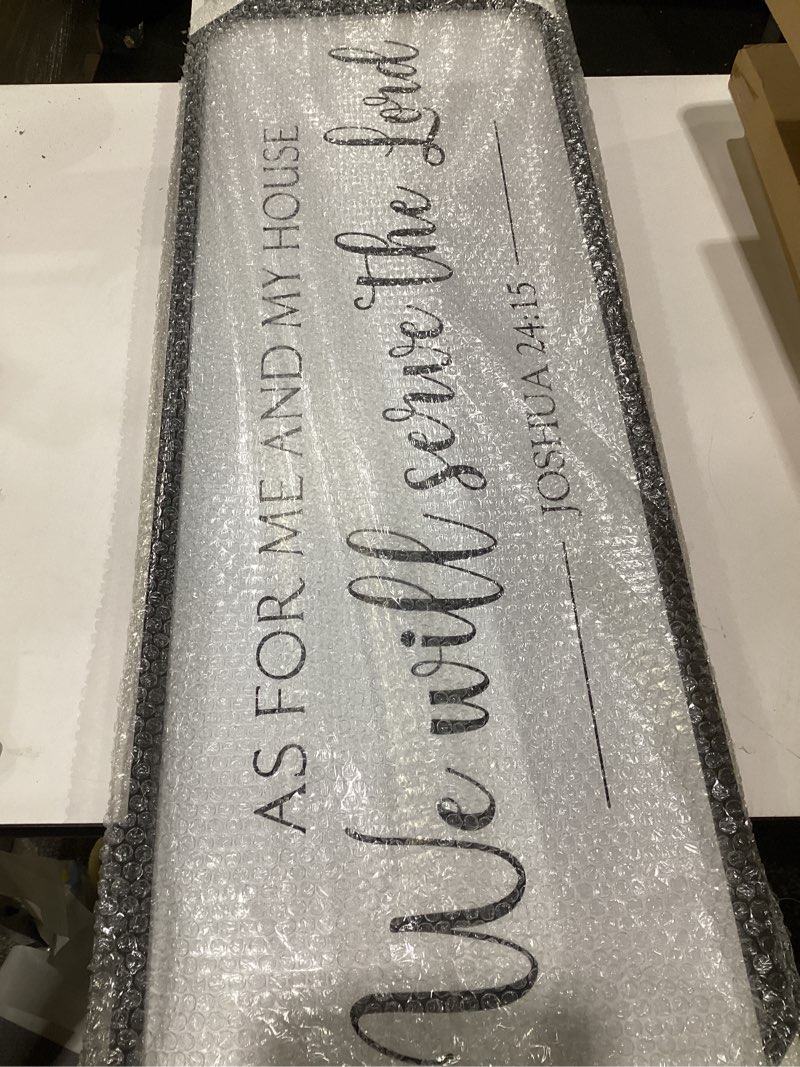 Condition photo showing Good Condition for RLWangChao As for Me and My House We Will Serve the Lord Wall Decor 40"×15" Family Living Room Wood Framed Home Sign Joshua 24 15 Bible Verse Christian Plaque Hanging Wall Art (Black)