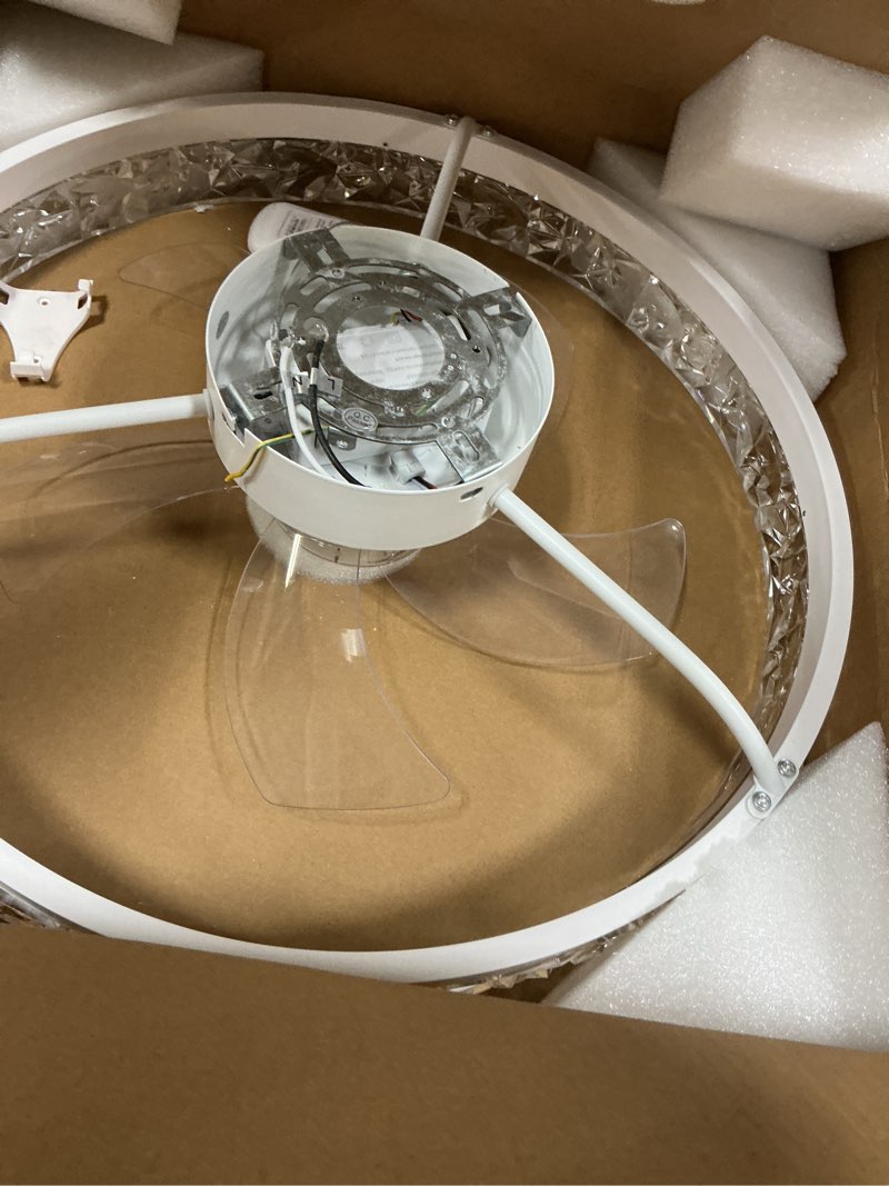 Condition photo showing Good Condition for Ceiling Fans with Lights, Flush Mount Ceiling Fan with Lights and Remote, 6 Wind Speeds Low Profile Smart Ceiling Fan for Bedroom, Kids Room, Kitchen and Small Room 20" Pearl White 20 inch
