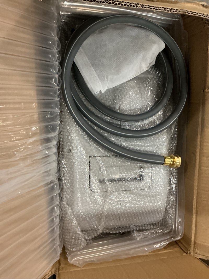 Condition photo showing Good Condition for ayleid retractable garden hose reel,5/8 in x 100 ft wall mounted hose reel, with 9- function sprayer nozzle, any length lock/slow return system/wall mounted/180°swivel bracket (gray) light gray 5/8 100ft