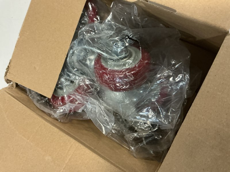 Condition photo showing Good Condition for Finnhomy Swivel Caster Wheels 3 Inch Threaded Stem Casters Set of 4 Heavy Duty 3/8"-16 x 1 with Brake Polyurethane Industrial Locking Castors Wheels for Cart/Furniture 2200 Lbs Smooth Casters, Red 3 inch 3/8"-16x1" (with brake)