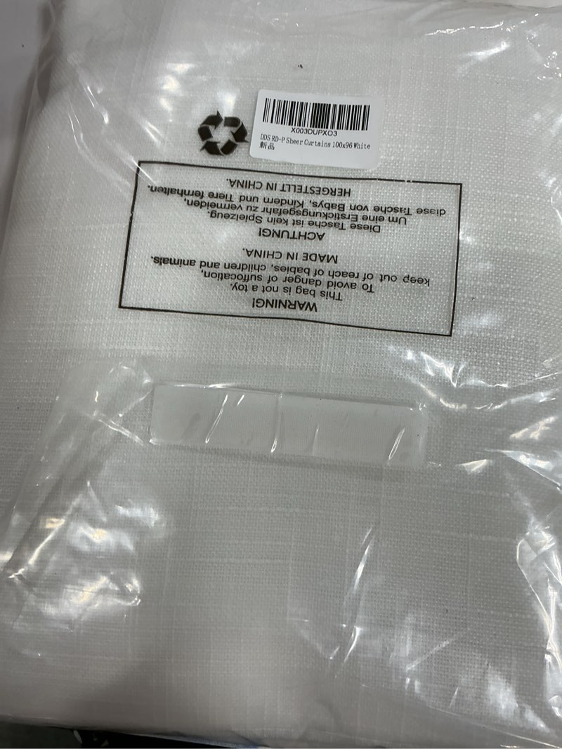 Condition photo showing New/Like New for FMFUNCTEX White Patio Door Curtain Sheer Linen Curtains for Living Room 96 inches Long Sliding Glass